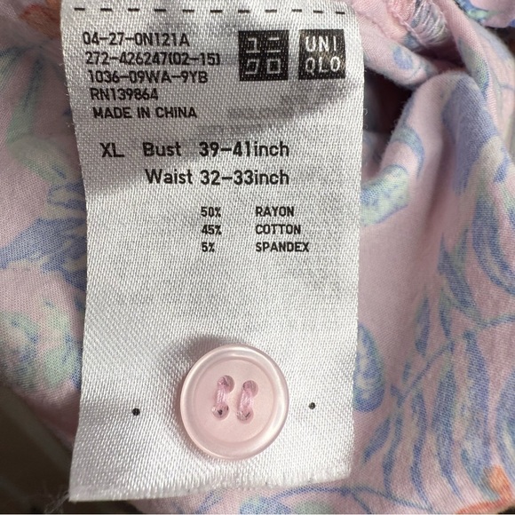 Uniqlo Womens Tropical Hawaiian Floral Button-down Short Sleeved Size XL GUC - Picture 5 of 6